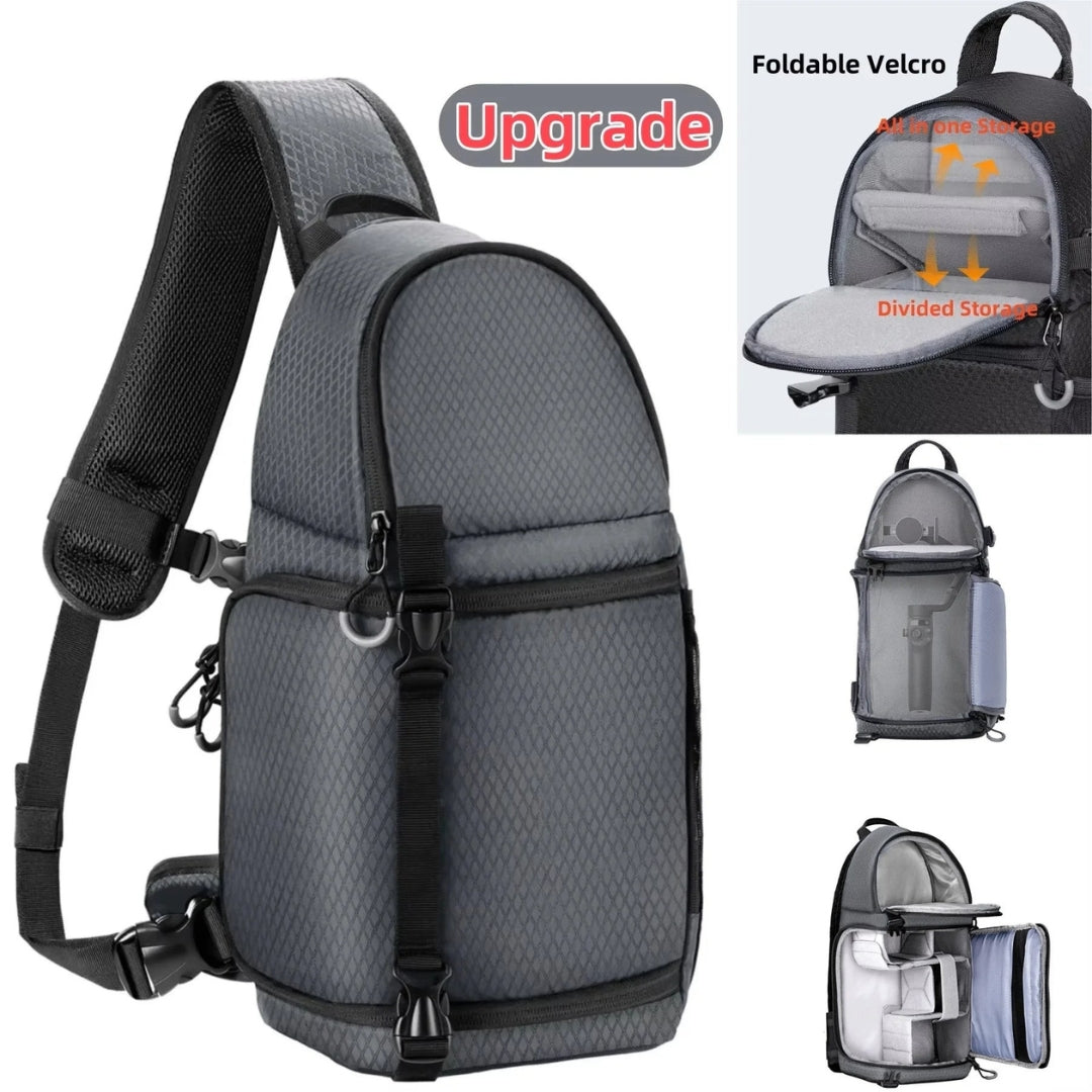 Upgraded 10L Waterproof Camera Bag Photography Backpack DSLR SLR Sling Case for Cameras Lenses Accessories Grey