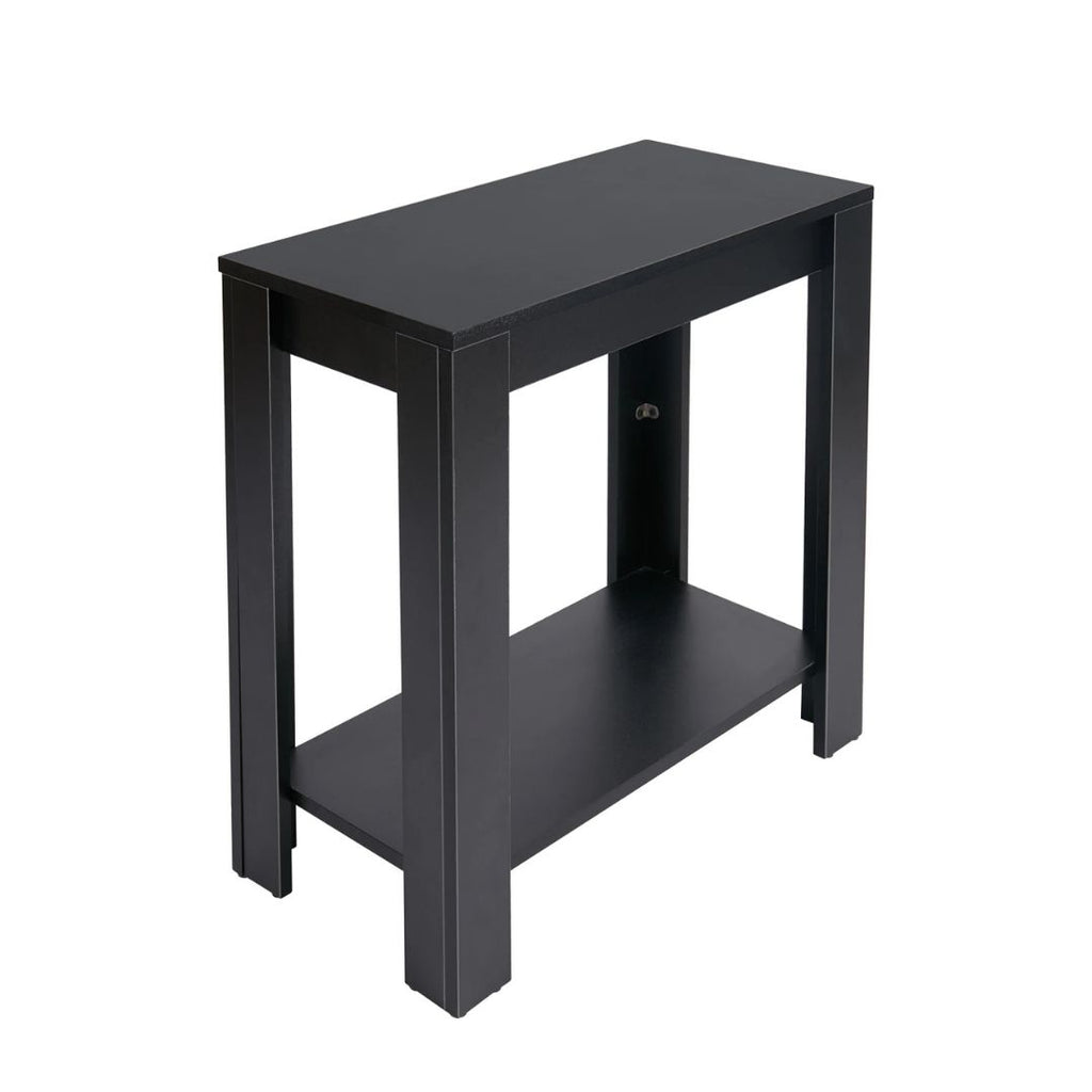 Narrow Sofa Side Table 2 Tier Storage End Table Slim Nightstand for Living Room Bedroom Office Use 60x30x60cm