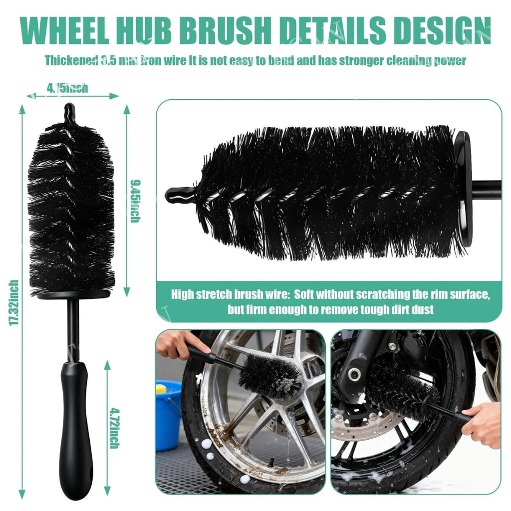 Motorcycle Car Washing Kit Auto Detailing Brushes Microfiber Towels Strong Water Absorption Wheel Cleaning Tools Set