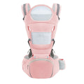 Ergonomic Baby Carrier Multifunctional Waist Stool Infant Toddler Kangaroo Bag Adjustable Front Back Carry Cotton Pink