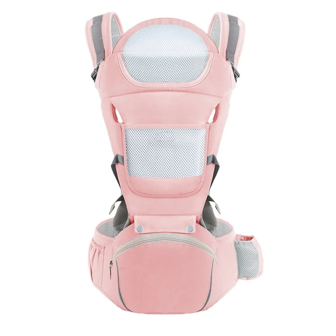 Ergonomic Baby Carrier Multifunctional Waist Stool Infant Toddler Kangaroo Bag Adjustable Front Back Carry Cotton Pink
