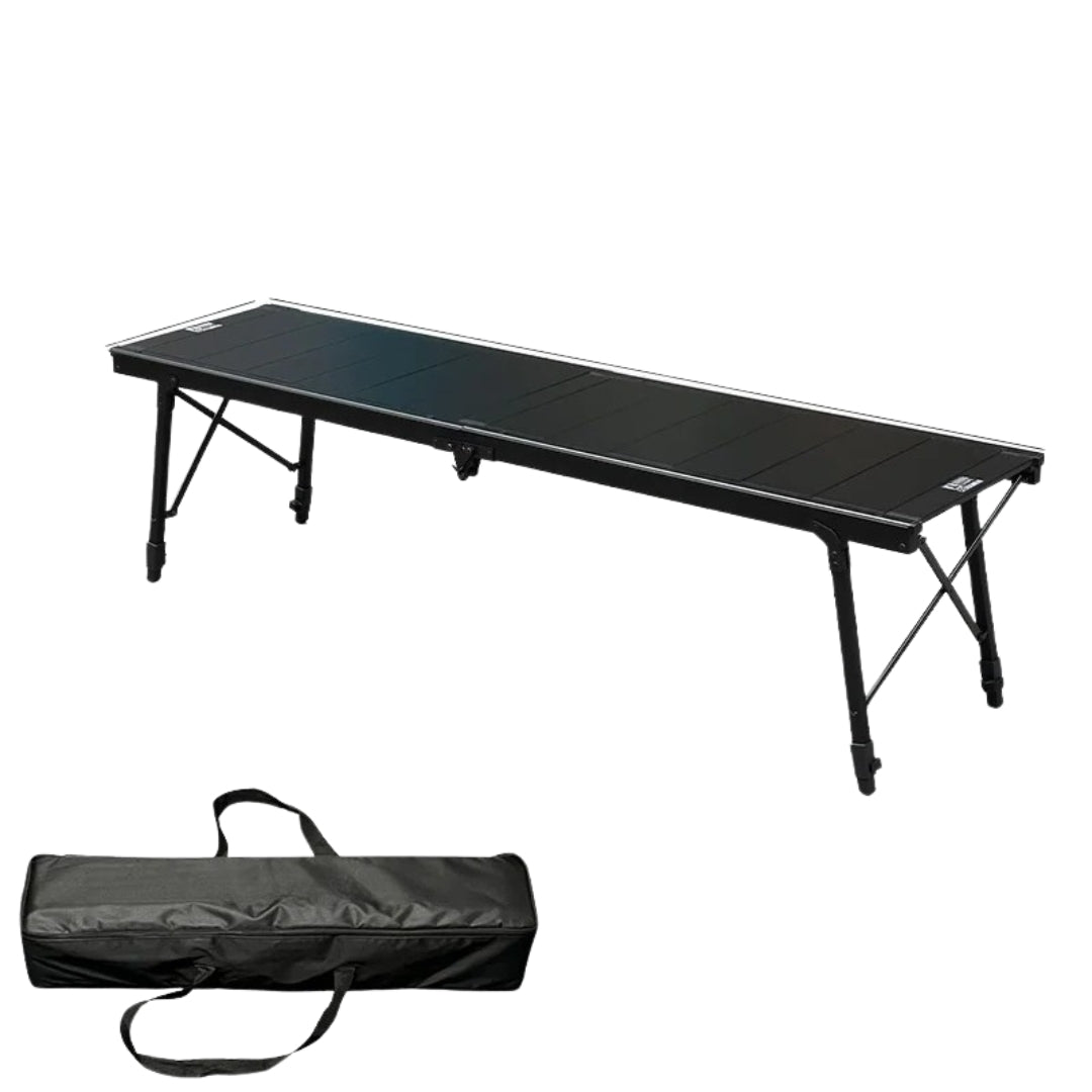 IGT 6 Unit Camping Table Aluminium Alloy Portable Folding BBQ Picnic Desk Outdoor Ultralight Table Black 168 × 42 × 61cm