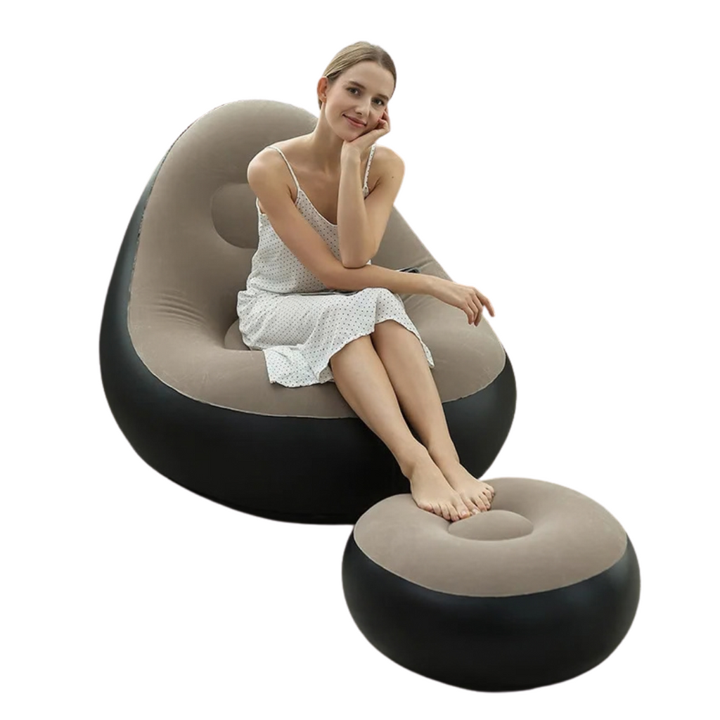 Inflatable Lazy Sofa Chair Coffee PVC Flocking Foldable Outdoor Lounge