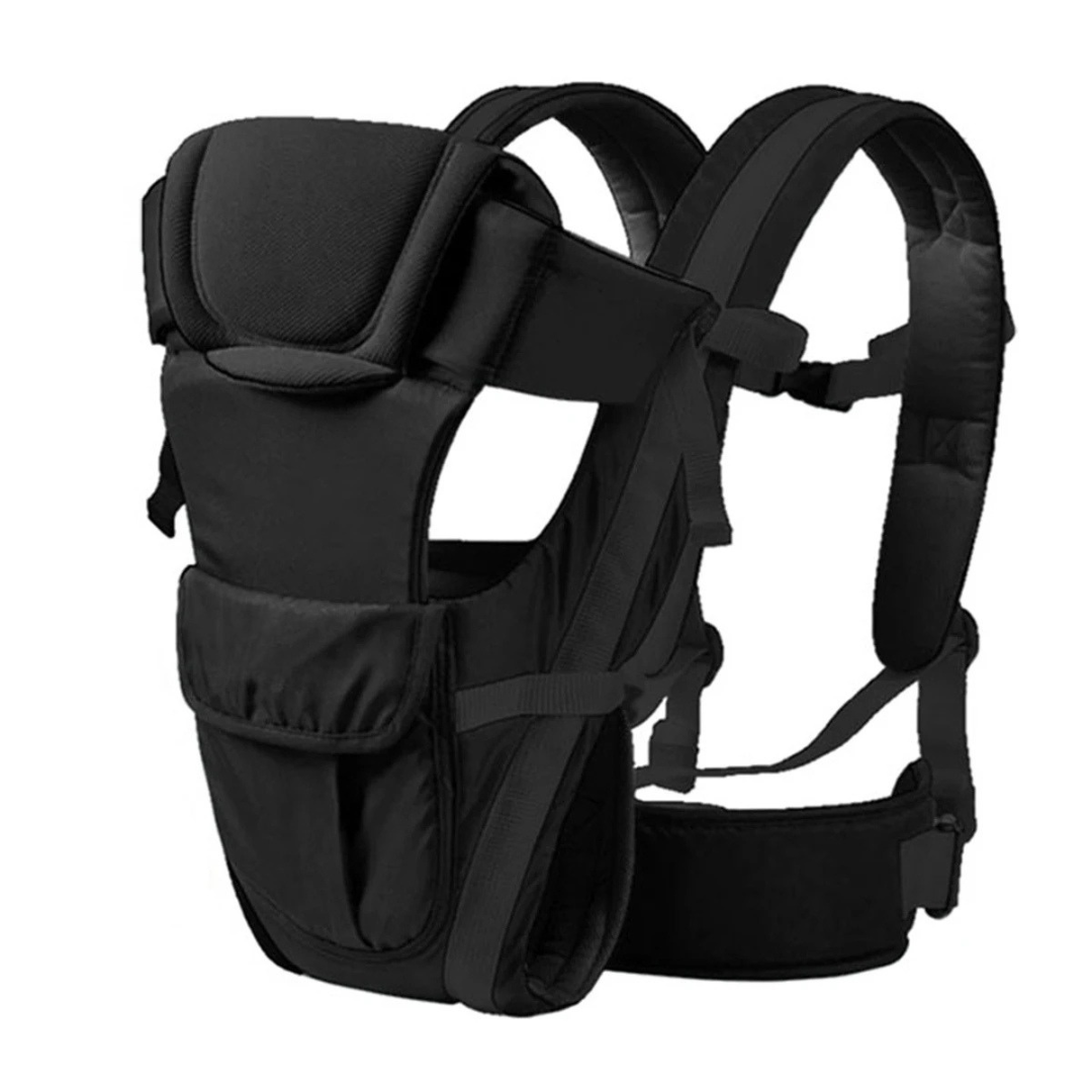 4 in 1 Baby Sling Carrier Ergonomic Backpack Carrier Adjustable Infant Toddler Baby Holder Newborn to Toddler Black 38cm