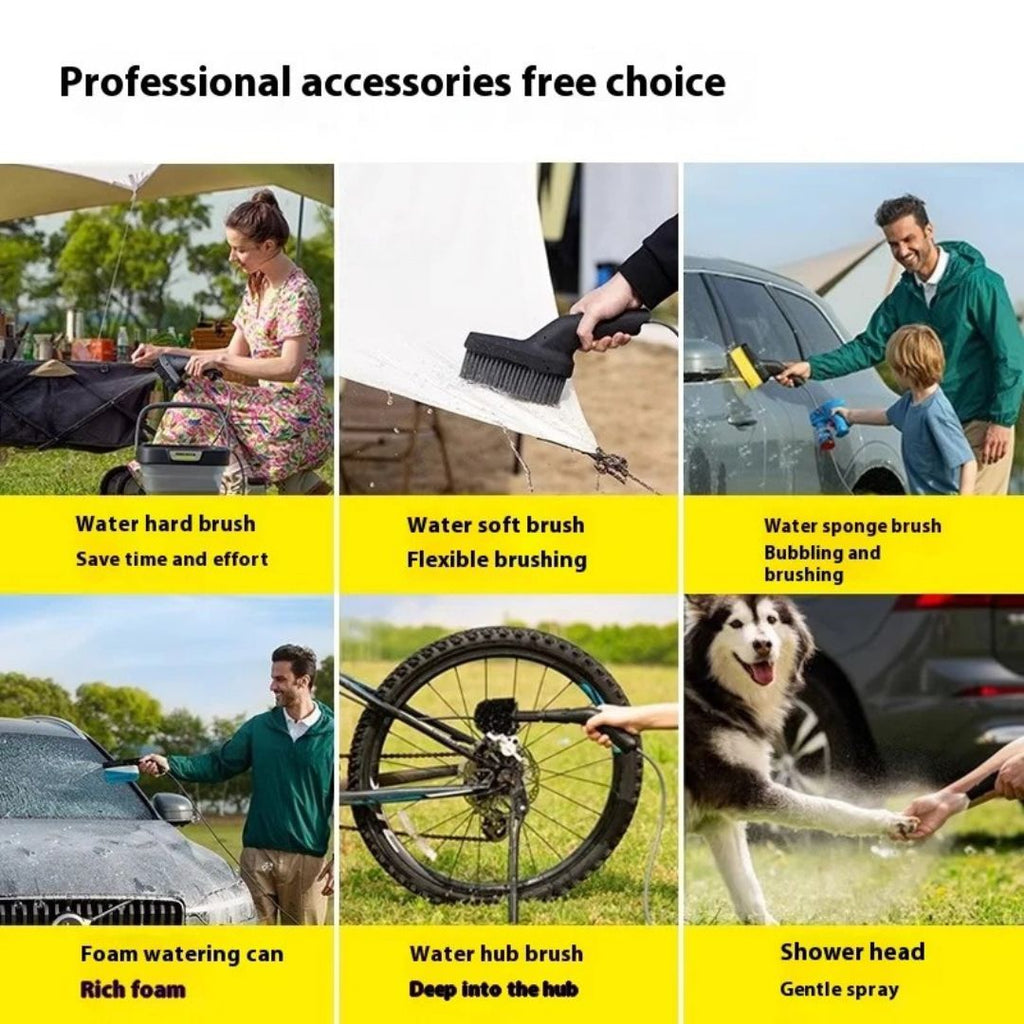 Cordless Pressure Washer Portable High Pressure Car Washer with Rechargeable Battery Yellow Cleaning Gun