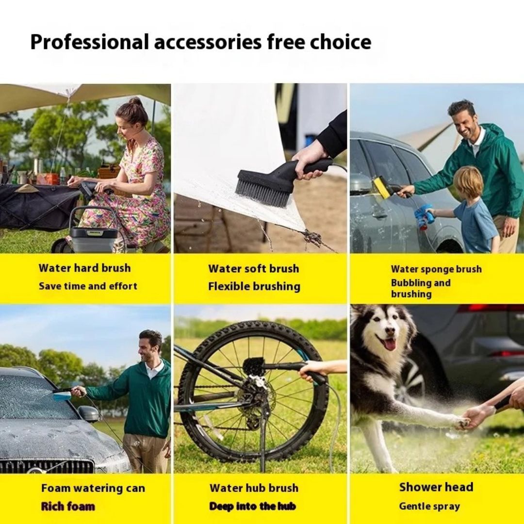Cordless Pressure Washer Portable High Pressure Car Washer with Rechargeable Battery Yellow Cleaning Gun