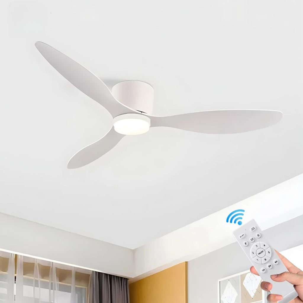 Ceiling Fan With Light 6-speed choice Reversible DC motor 3CCT with remote control Whisper Easy Install White 132x132x22cm