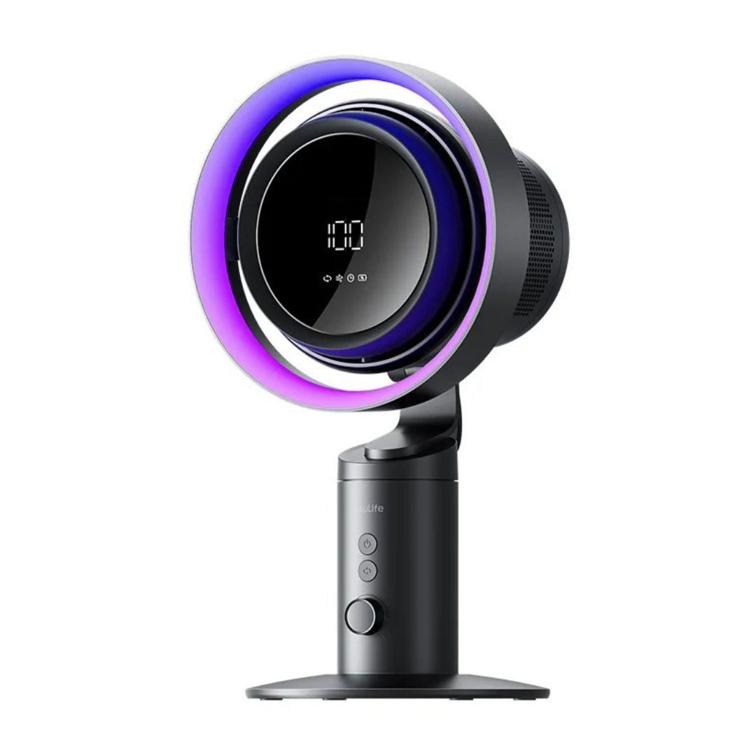 Desktop Air Purifier Fan with H11 HEPA Filter RGB Light 10000mAh Rechargeable 100 Speed Oscillating Dark Grey