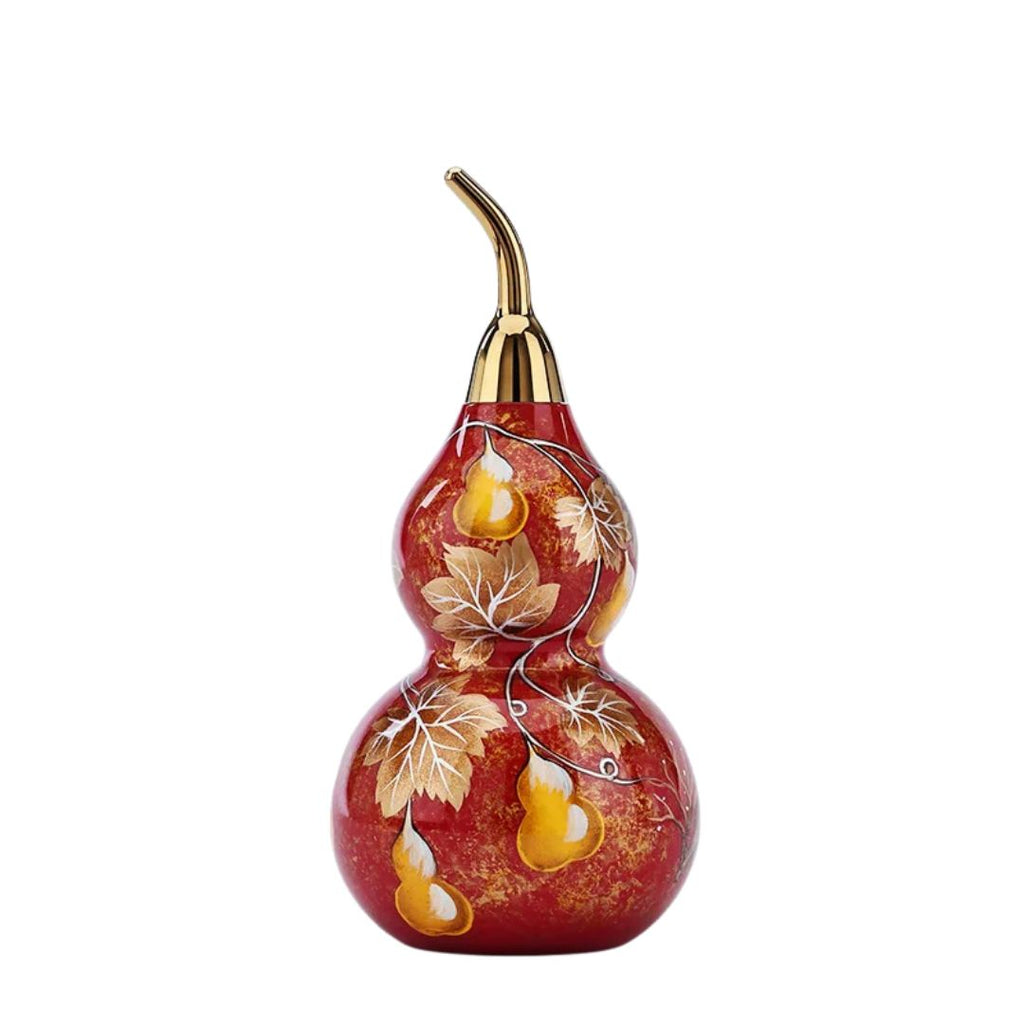 Painted Brass Five Blessings Gourd Ornament Decorative Home Décor Gift Brass Sculpture 9.5 × 9.5 × 19.8cm