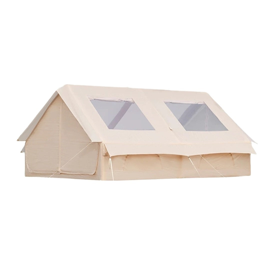 12m² Inflatable Camping Tent with Air Pump Storage Bags Outdoor Hiking Family Shelter Beige 395 × 298 × 190cm