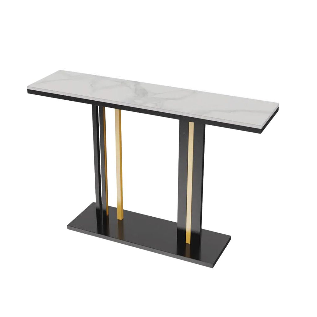 Marble Console Table 118x30x78cm Narrow Sofa Table White Entryway Hallway Living Room Table