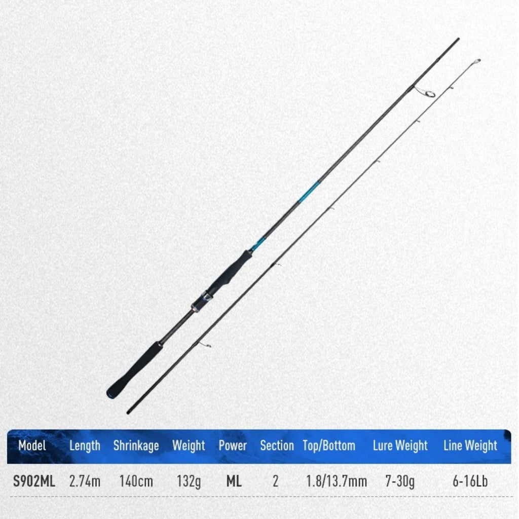 S902ML Fishing Rod 2 Section Spinning Rod Inshore Breakwater Bass Rod Saltwater Light Fast Action Fishing Gear