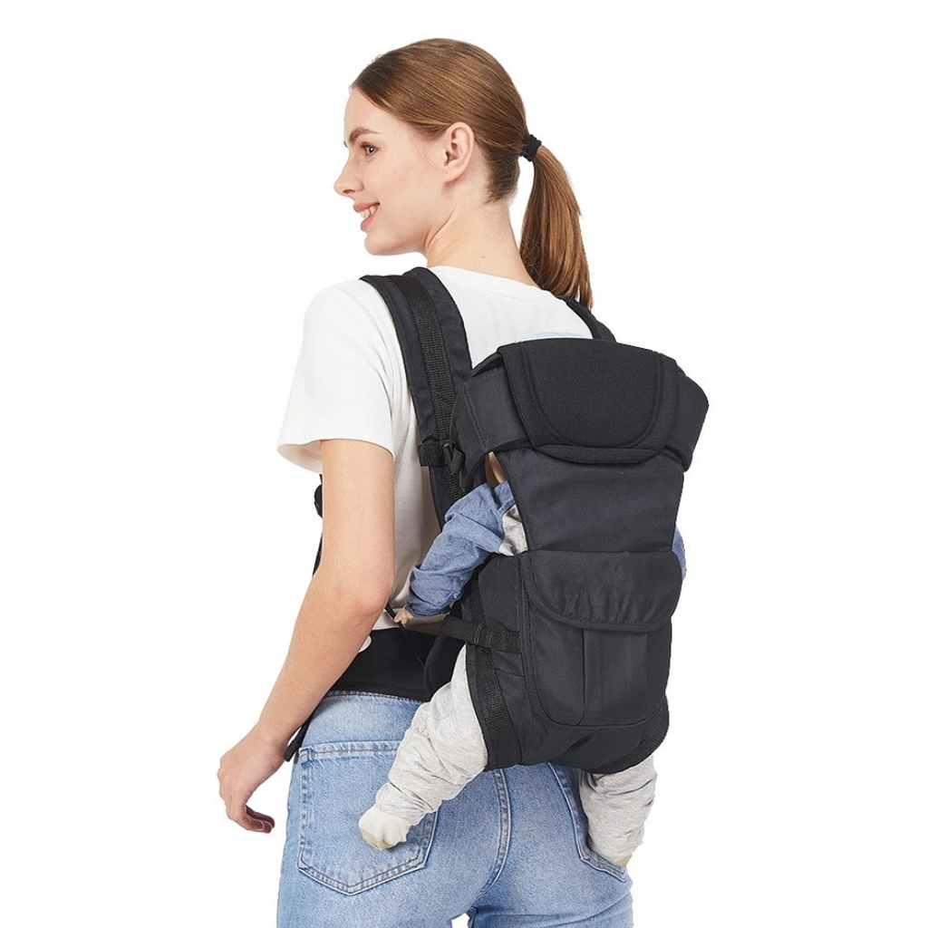 4 in 1 Baby Sling Carrier Ergonomic Backpack Carrier Adjustable Infant Toddler Baby Holder Newborn to Toddler Black 38cm
