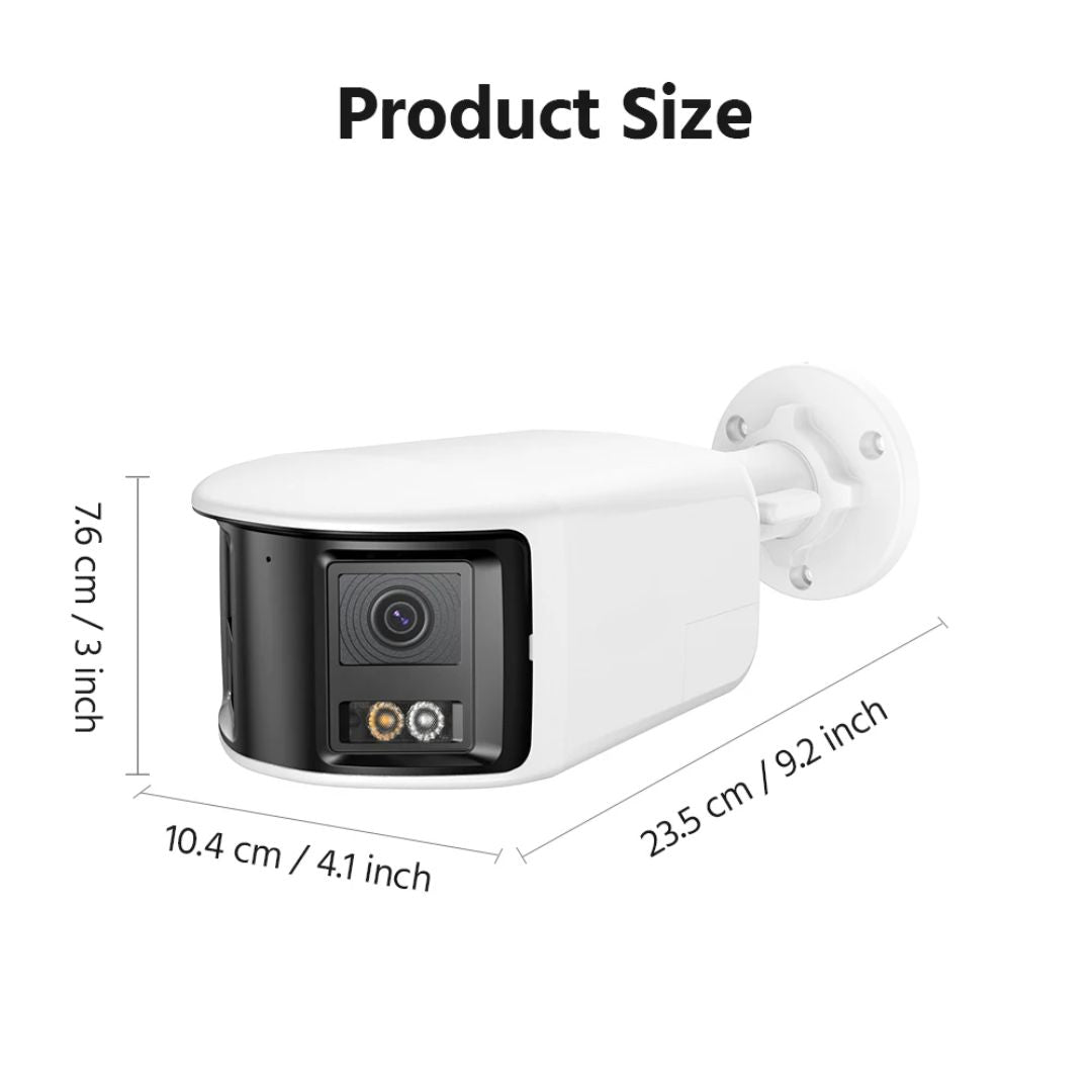 6MP Dual Lens Security Camera 180° Panorama CCTV Camera with Colour Night Vision Human and Vehicle Detection IP67 ONVIF White