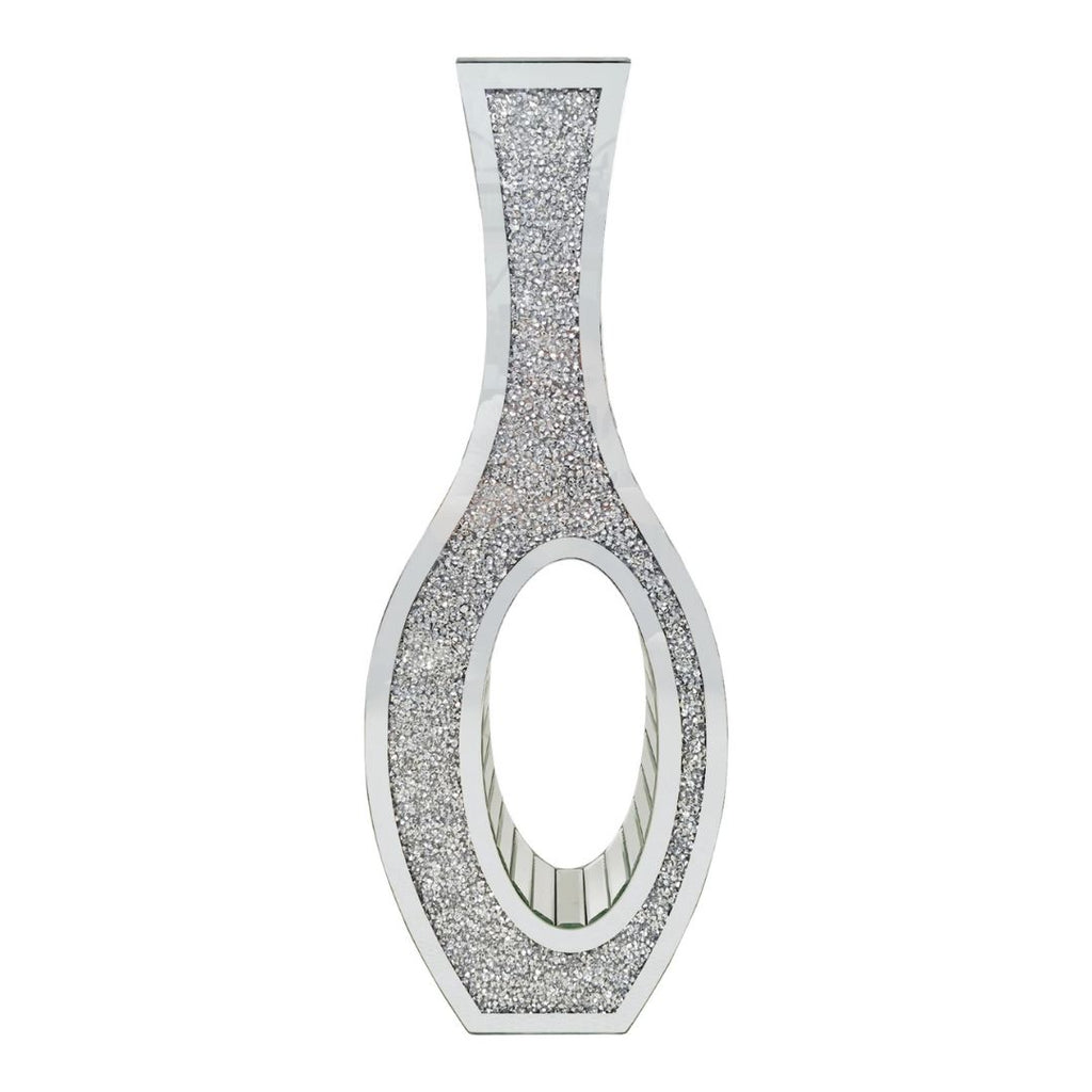 Floor Vase Mirrored Silver Crystal Decorative Flower Vase