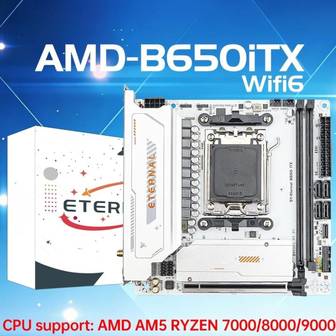 Mini-ITX Motherboard, AM5, DDR5, M.2, WiFi 6 and ARGB, Compatible with Selected AMD Ryzen 7000–9000 Series Processors