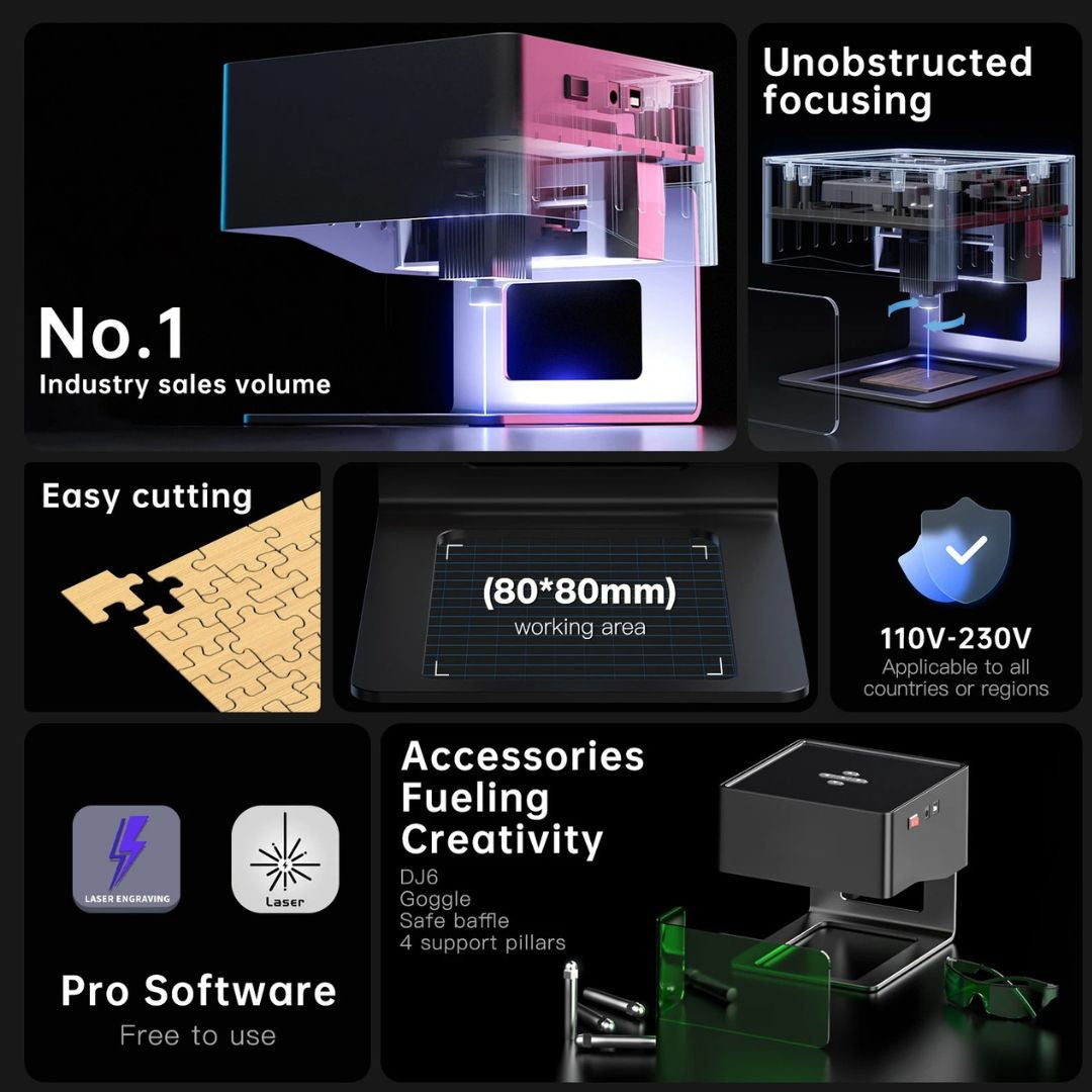 Laser Engraver Portable Bluetooth DIY Engraving Machine for Wood Leather Plastic AU Plug DJ6 Mini CNC