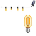 Outdoor Solar String Lights E12 Glass T22 Amber LED Retro Bulbs Waterproof Patio Garden Backyard Bistro 15m 25 Bulbs