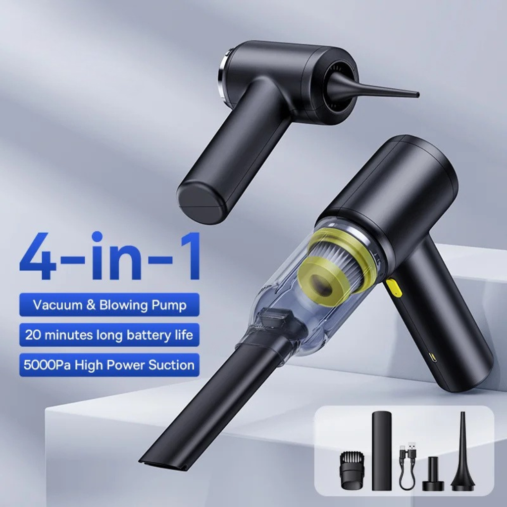 Cordless Car Vacuum Cleaner Air Dust Blower Gun Powerful Portable Vehicle Cleaning Appliance Wireless Auto Cleaner Black