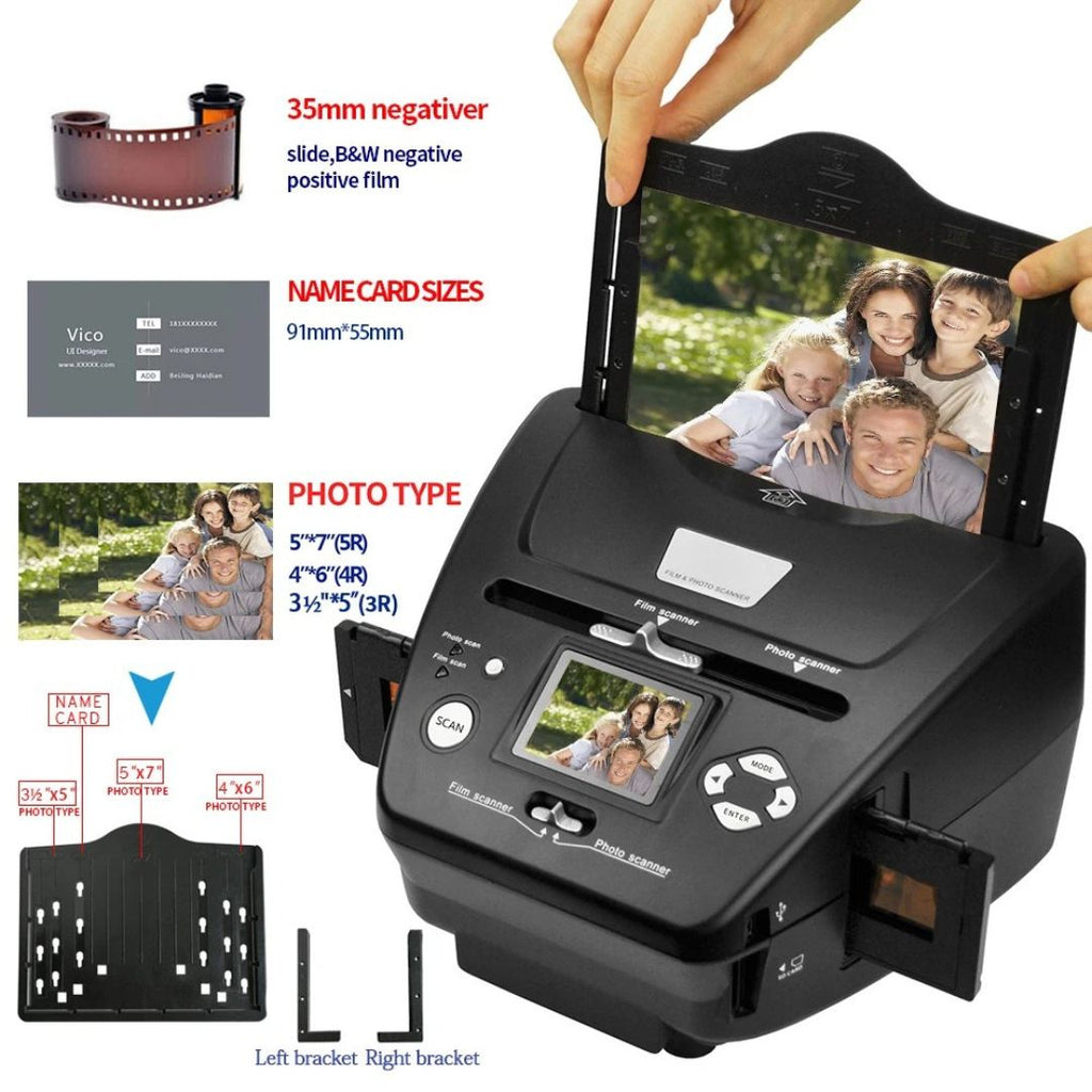 Film Scanner 16MP 4 in 1 Digital Slide and Negative Converter with 6.1cm LCD Screen 22x20.8x14.7cm
