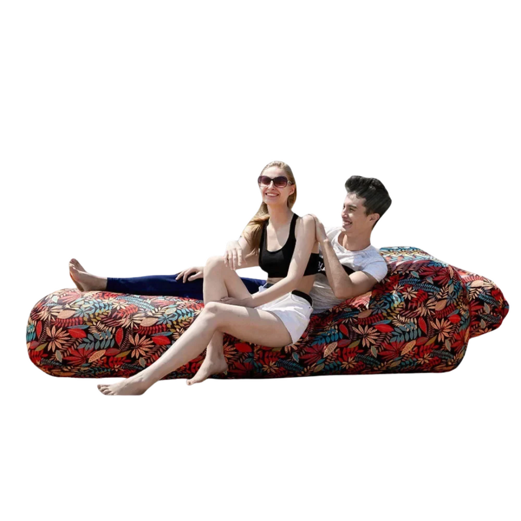Inflatable Sofa Bed Extra Wide 190 x 70 cm Non-Roll Air Lounger for Beach, Garden and Indoor Use