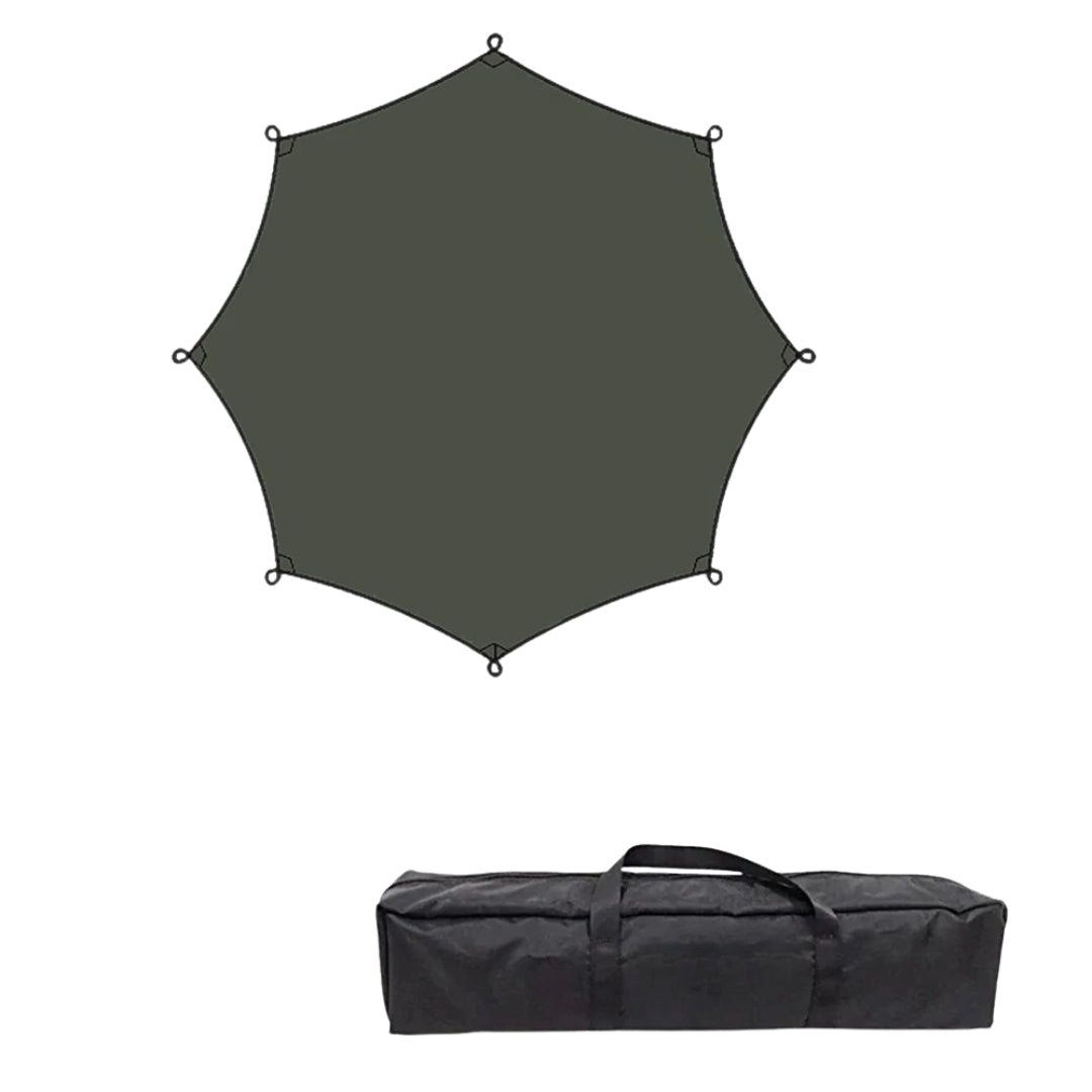 5.1 × 5.1m Large Octagon Camping Tarp Waterproof Coated Outdoor Awning Sunshade Shelter Green Tarp Only