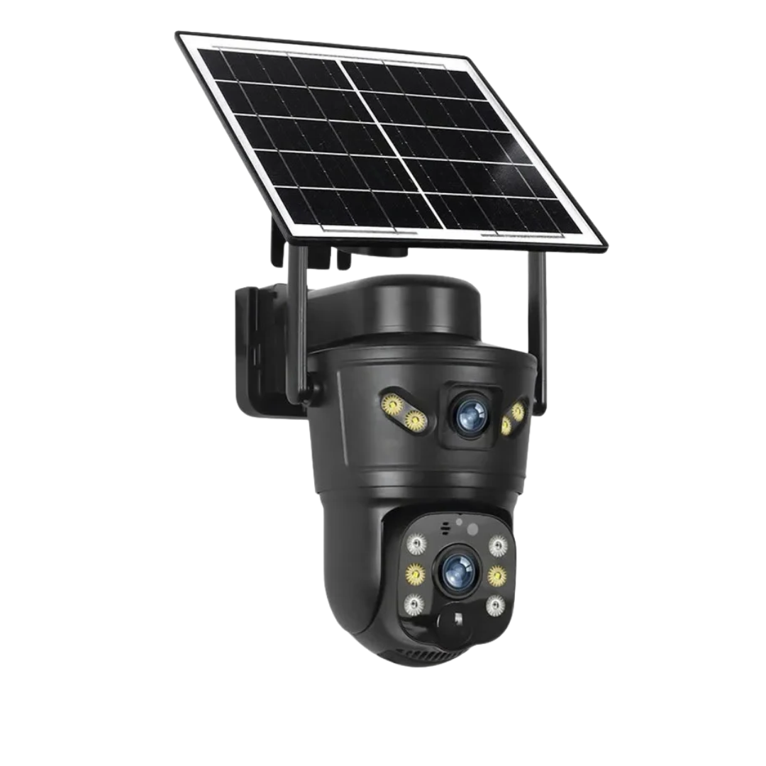 LS VISION 8MP Dual Lens Outdoor Solar Security Camera WiFi with 360° Pan & Tilt in Black