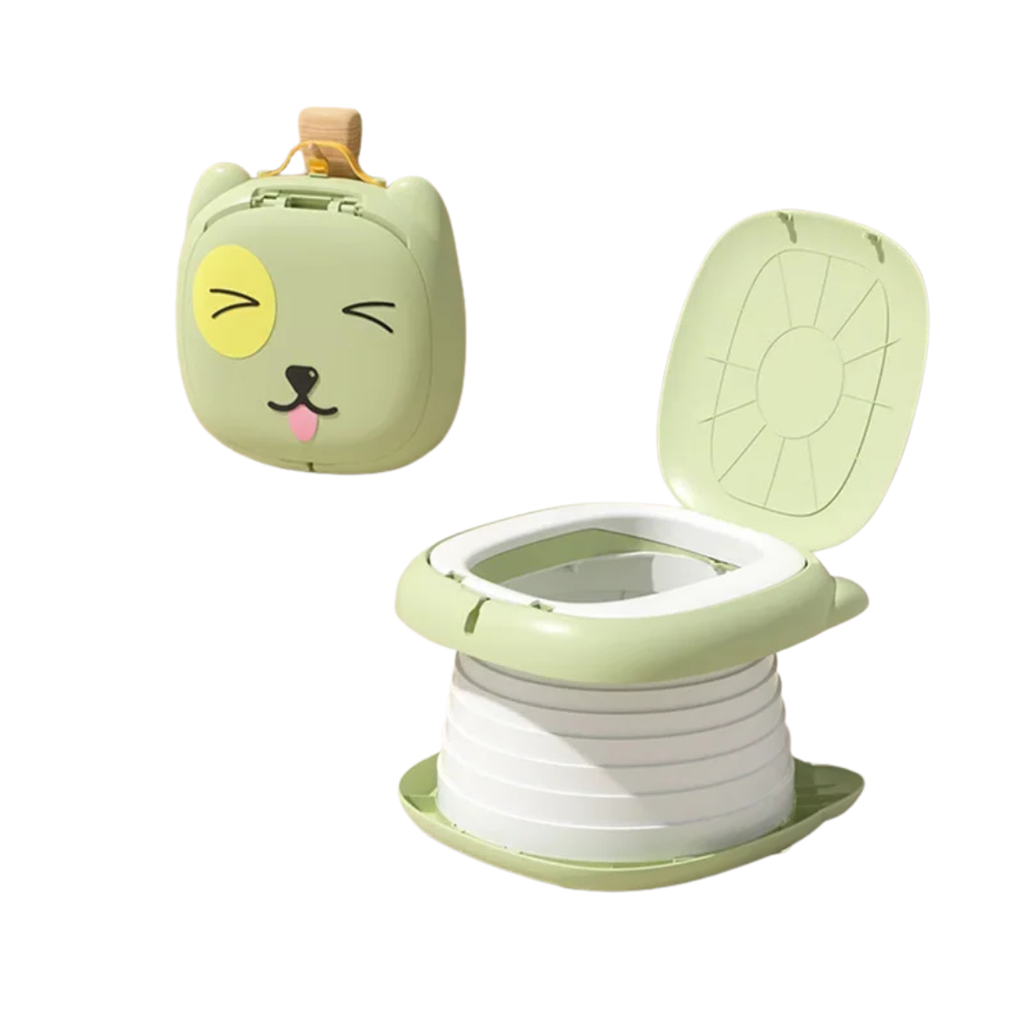 Portable Toddler Potty Training Toilet Foldable Travel Potty Seat for Baby Kids Car Camping Indoor Outdoor Bathroom Green 17cm