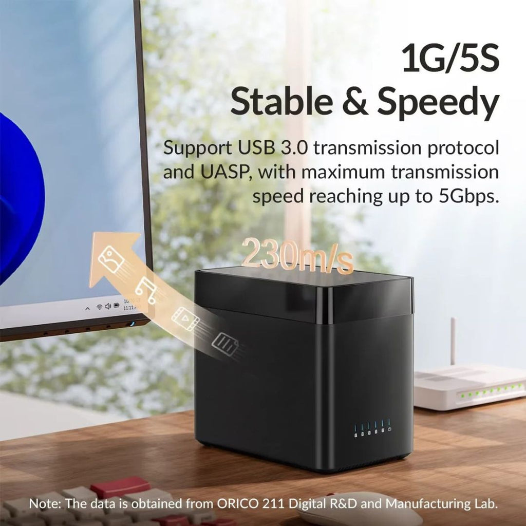 5 Bay HDD Enclosure Type-C SATA3 Hard Drive Case for 8.89cm Drives 12V 6.5A Storage Dock AU Plug DS500