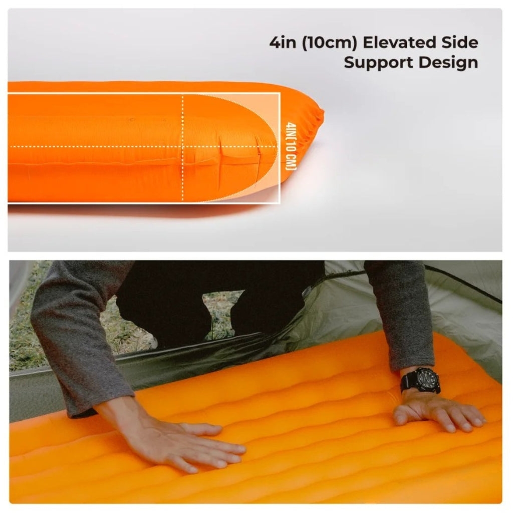 Ultralight Insulated Camping Mattress 4 Seasons Compact Air Sleeping Pad Hiking Orange 196 × 65cm