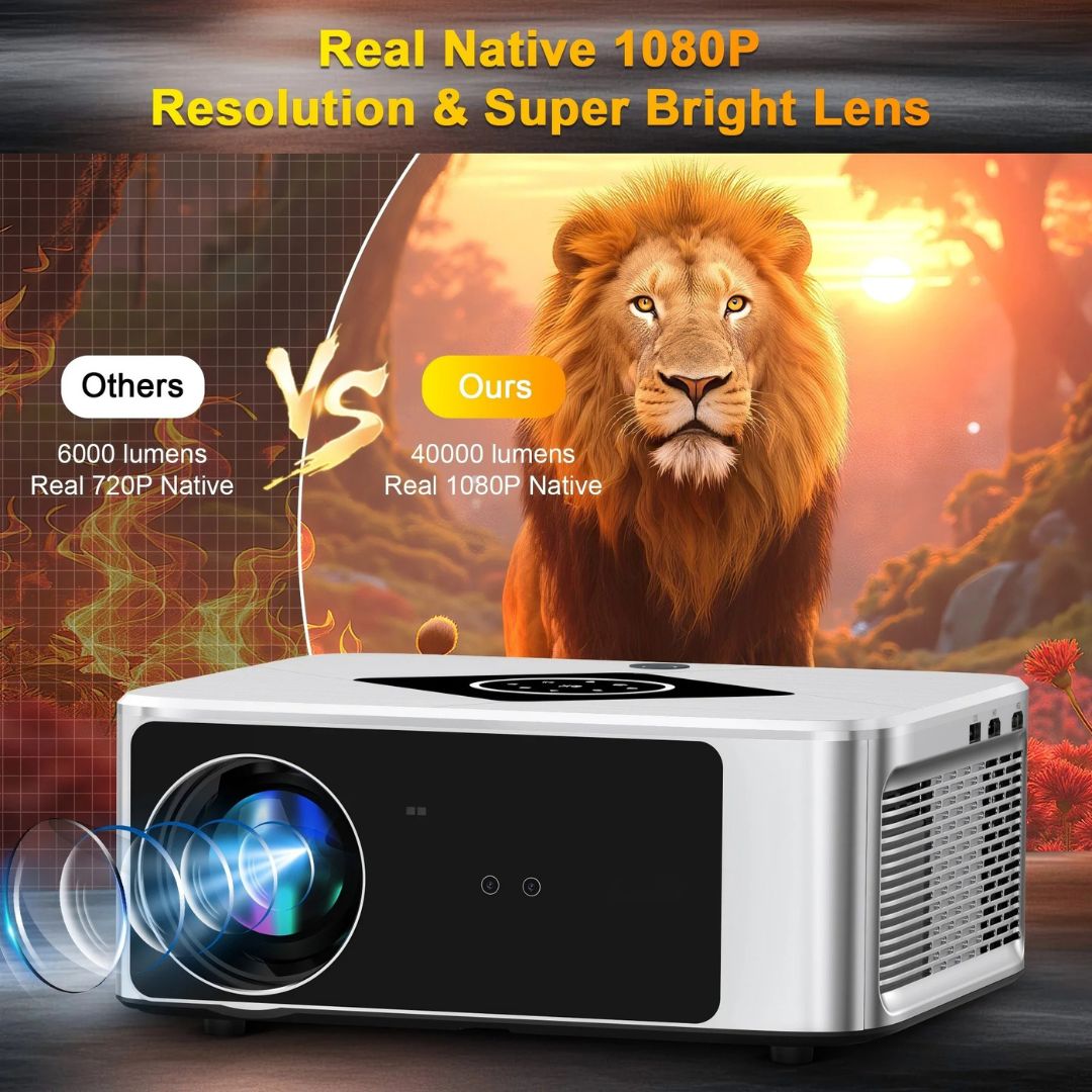 Smart Projector 2000 ANSI Full HD 1080P 4K Support Auto Focus and Keystone 5G WiFi Home Cinema Projector