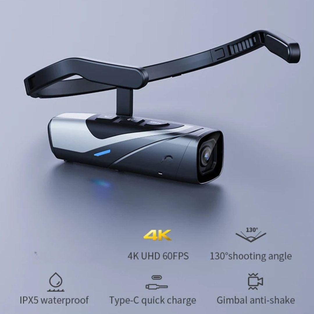 Wearable Action Camera 4K 60FPS Head Mounted Vlog Camera with Image Stabilization EP8 Standard Black