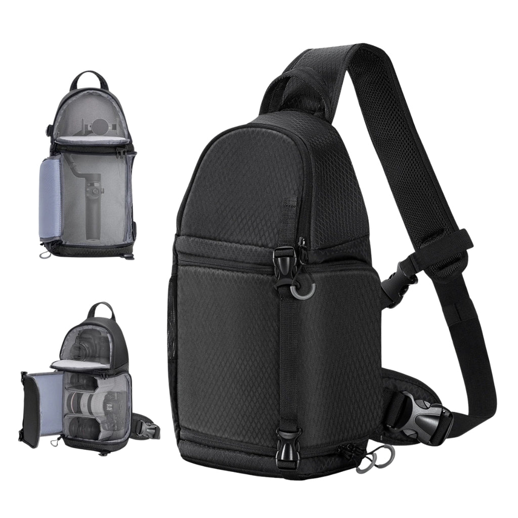 Upgraded 10L Waterproof Camera Bag Photography Backpack DSLR SLR Sling Case for Cameras Lenses Accessories Black