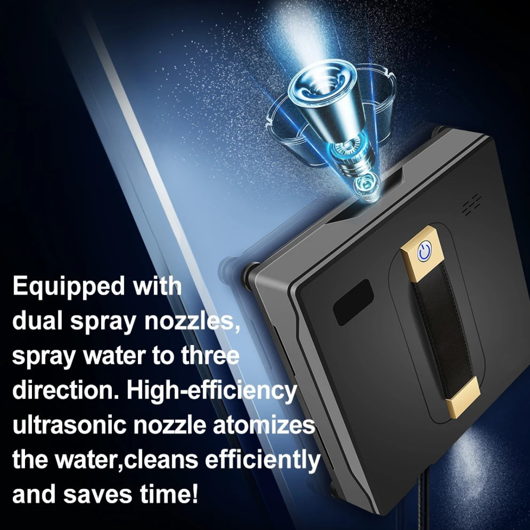 WD8 Window Cleaning Robot Dual Water Spray Smart Memory High Vacuum Suction Laser Sensor Glass Cleaner Grey 21.6×21.6×6.2cm