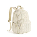 Quilted School Backpack for Girls Water Resistant Laptop Bookbag Casual College Daypack 39.6cm Laptop Beige 30 × 20 × 44cm