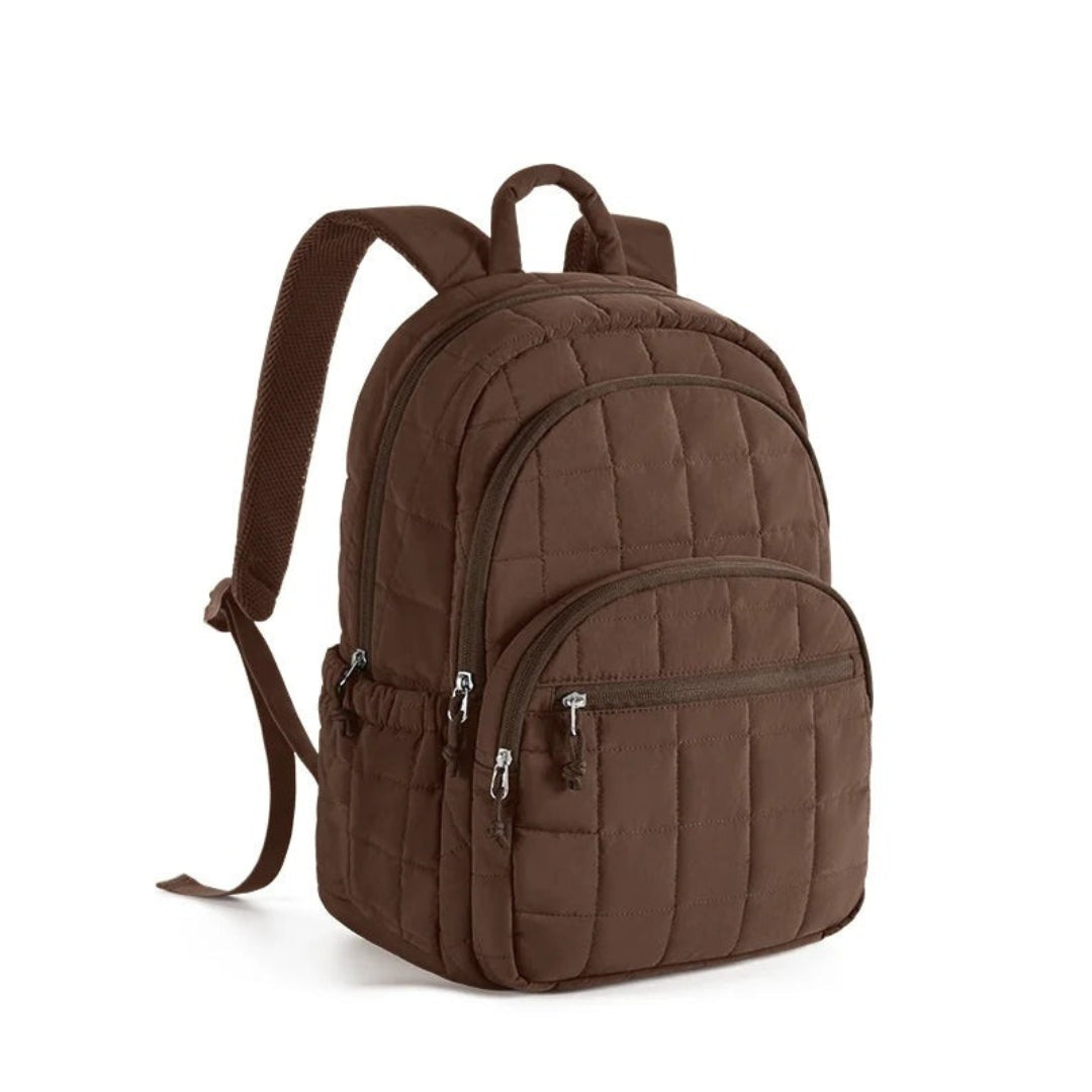 Quilted School Backpack for Girls Water Resistant Laptop Bookbag Casual College Daypack 39.6cm Laptop Chocolate 30 × 20 × 44cm