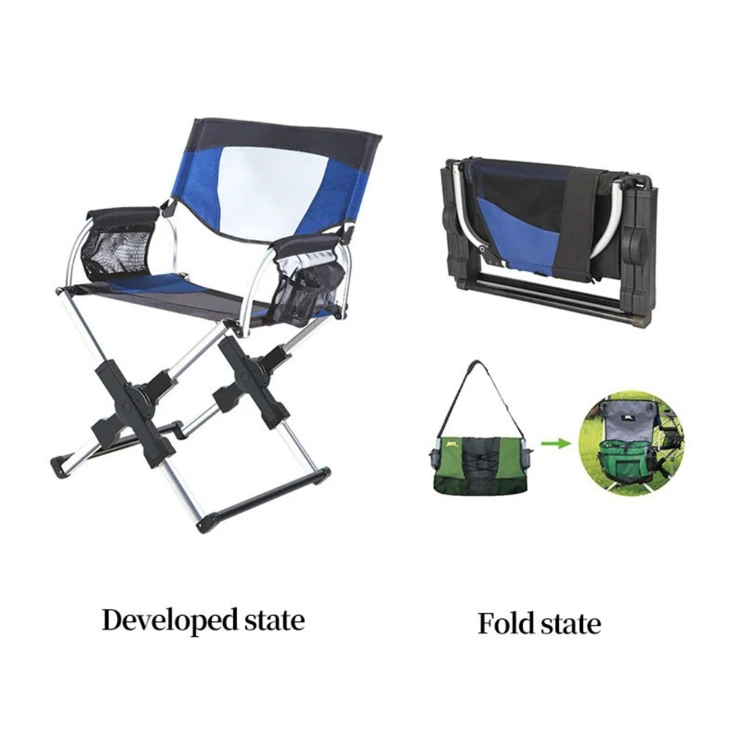 Outdoor Aluminium Alloy Folding Fishing Chair Beach Camping Stool Portable Travel Seat Chair 56.4 × 50 × 81cm