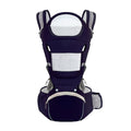 Ergonomic Baby Carrier Multifunctional Waist Stool Infant Toddler Kangaroo Bag Adjustable Front Back Carry Cotton Blue