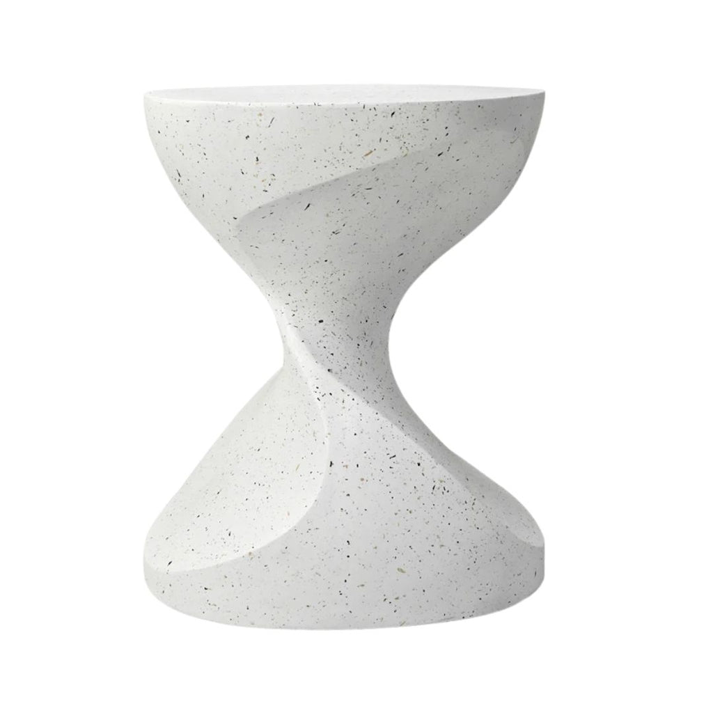 Concrete Side Table 37.5x50cm Lightweight Indoor Outdoor Accent Stool White End Table
