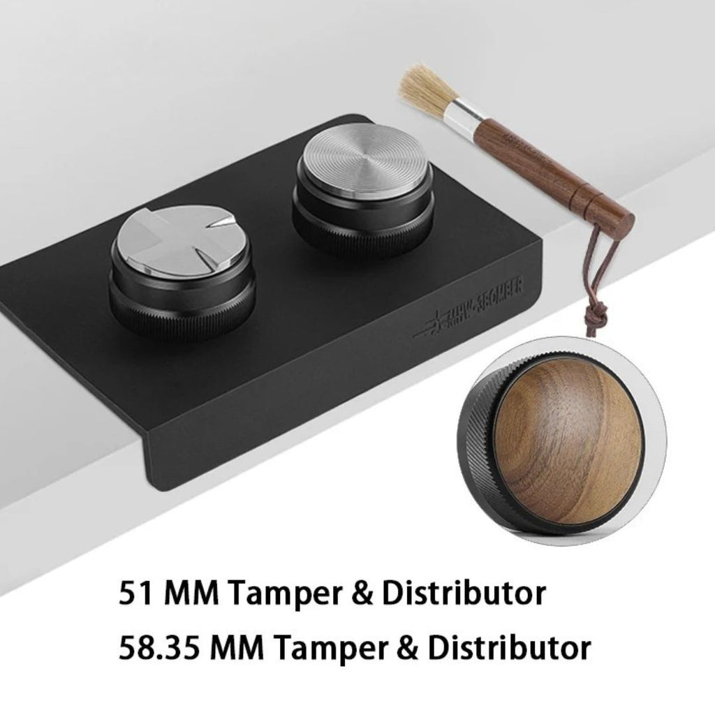 53mm Espresso Tamper & Coffee Distributor Set with Tamping Mat Cleaning Brush Barista Tool Kit Professional
