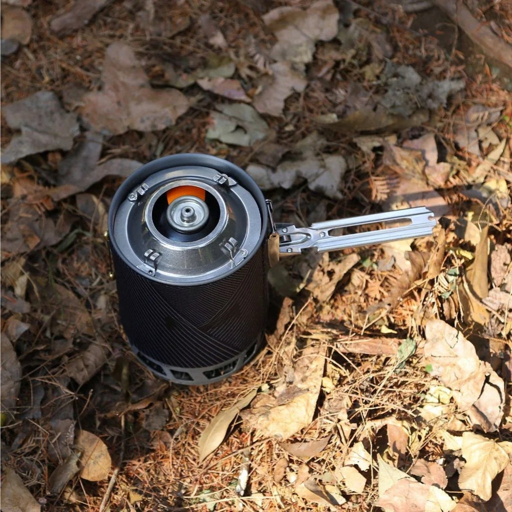 PRO Cooking System Gas Burner Piezo Ignition Camping Stove Windproof Outdoor Gas Cooker 2200W 1L Black