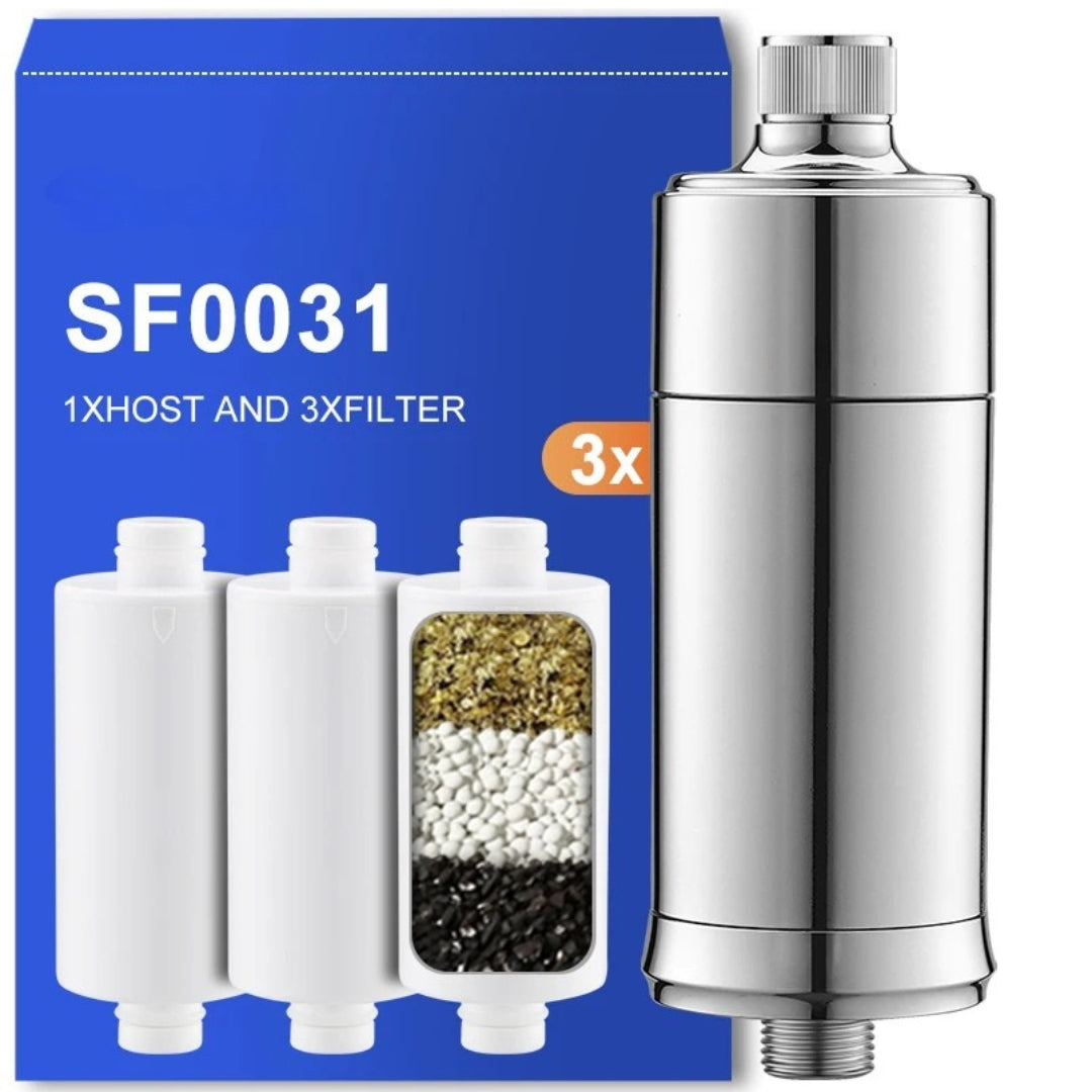 Shower Water Filter Reduces Chlorine Heavy Metal Sediment Bathroom Water Purifier Filter Set Skin Hair Care 17.9 × 6 × 6cm