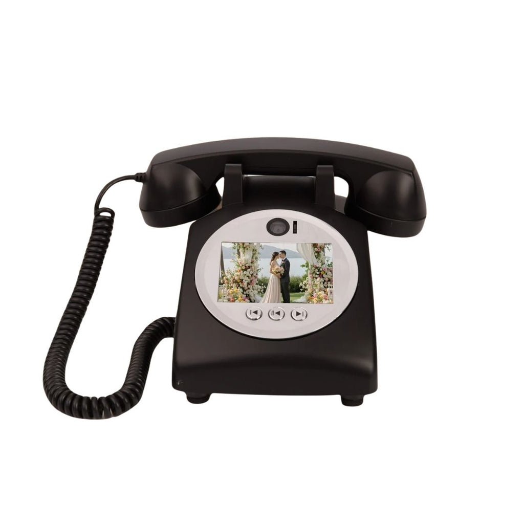 Voice Recorder Guestbook Retro Audio Recording Telephone for Weddings, Anniversaries and Family Events Black