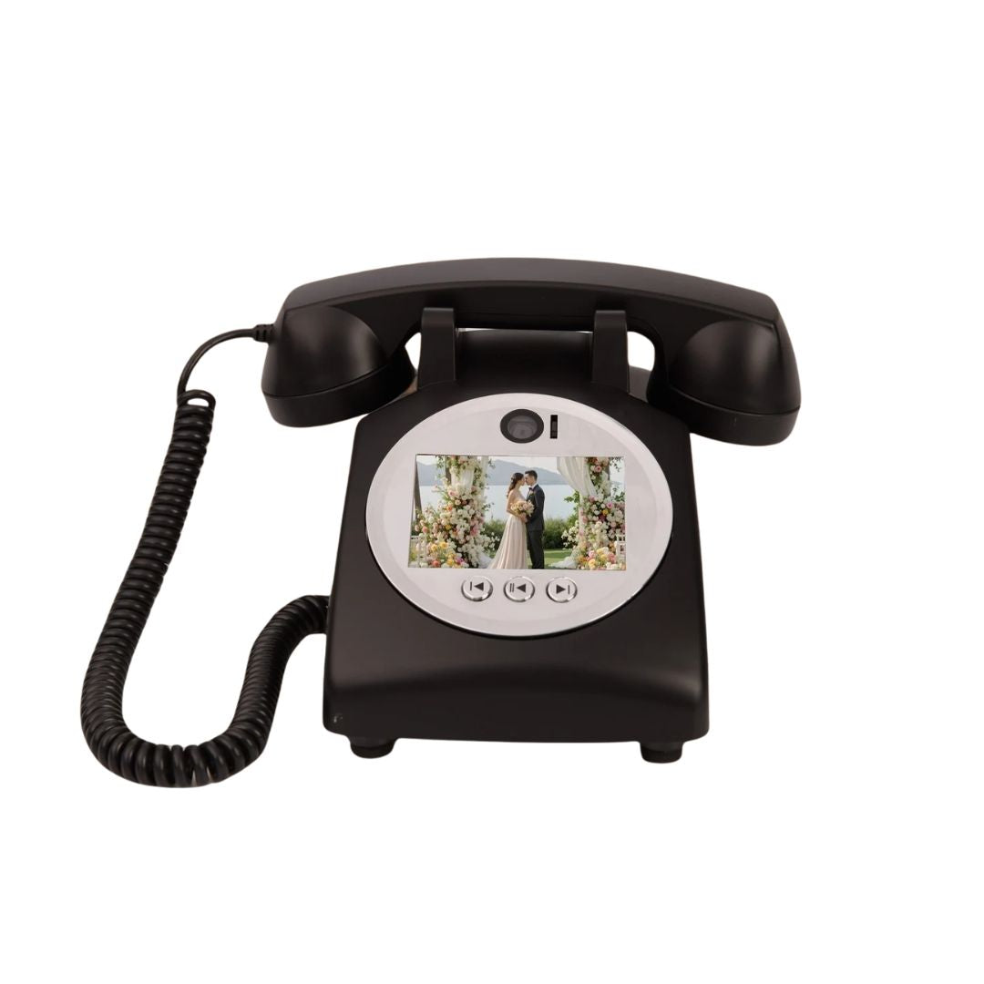 Voice Recorder Guestbook Retro Audio Recording Telephone for Weddings, Anniversaries and Family Events Black
