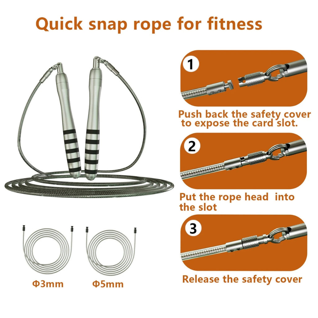 T45 CrossFit Speed Jump Rope Steel Wire Fast Skipping Rope Home Gym Fitness Workout Equipment Weight Loss Grey