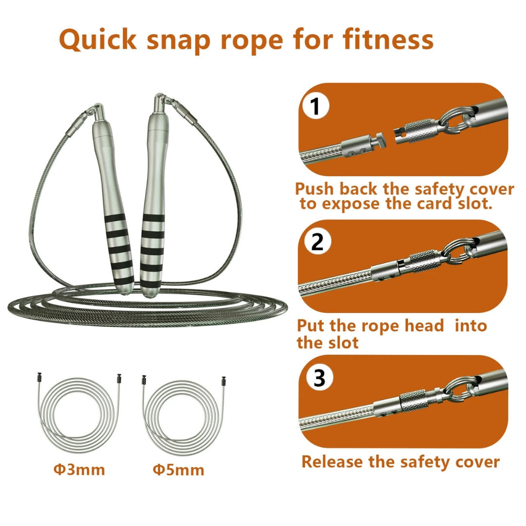 T45 CrossFit Speed Jump Rope Steel Wire Fast Skipping Rope Home Gym Fitness Workout Equipment Weight Loss Grey
