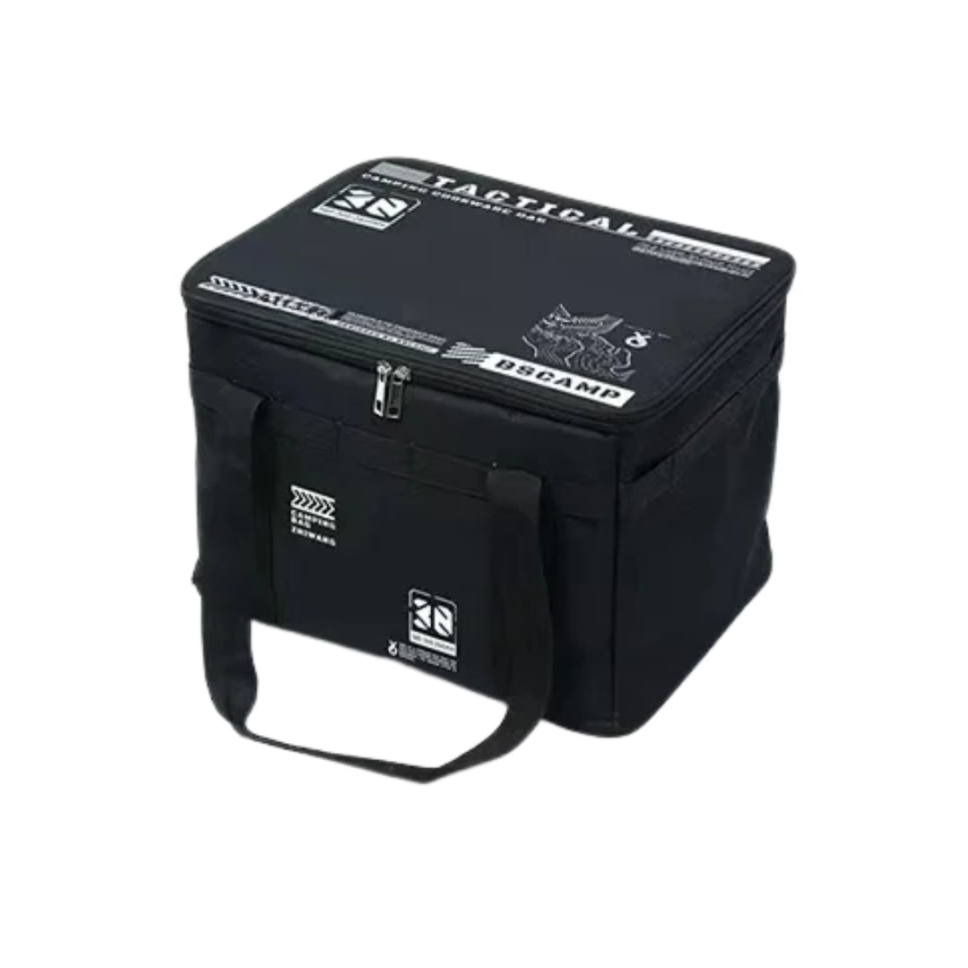 30L Tactical Camping Storage Bag Insulated Folding Box Waterproof Picnic Tableware Outdoor Equipment Organiser Black