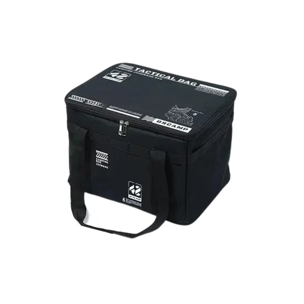 42L Tactical Camping Storage Bag Insulated Folding Box Waterproof Picnic Tableware Outdoor Equipment Organiser Black