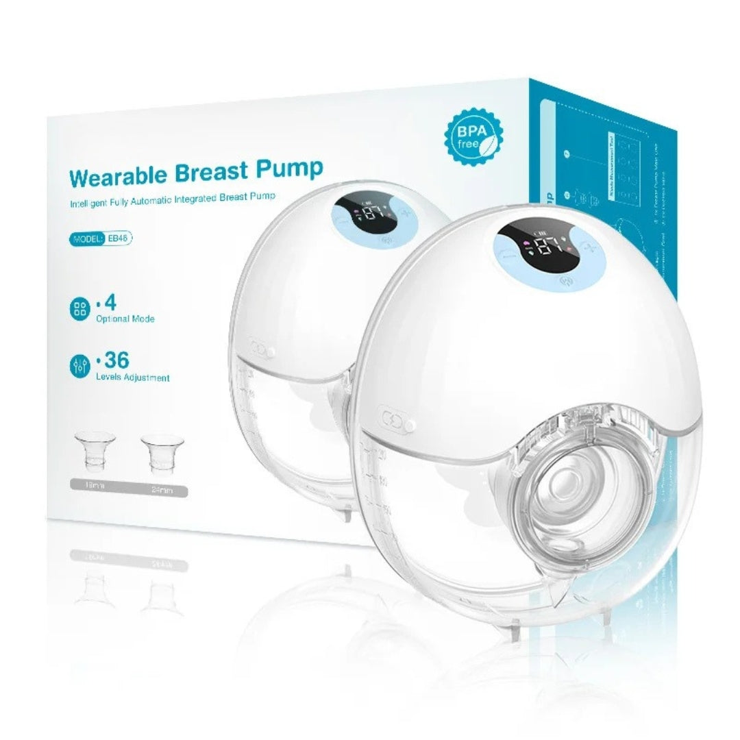 Hands Free Electric Breast Pump Wearable Milk Collector Lightweight Portable Pump with LED Display 4 Modes 36 Levels Sky Blue