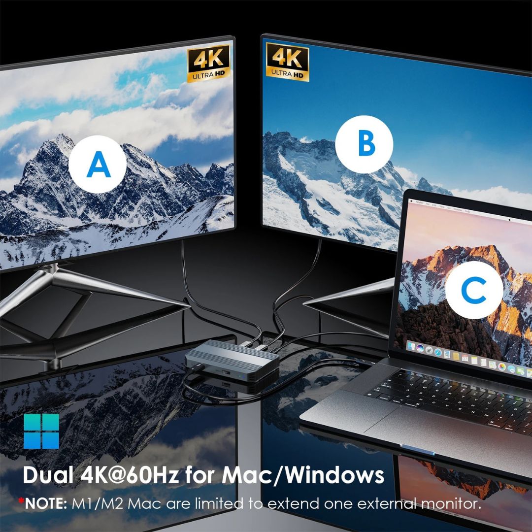 Thunderbolt 4 Hub 5 in 1 with 90W PD Charging Single 8K Dual 4K Display for MacBook Pro Air Thunderbolt 3 and 4
